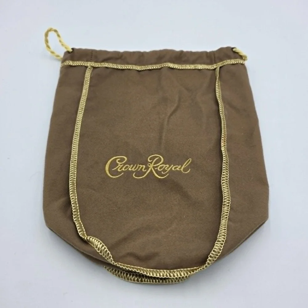 Crown Royale Drawstring Bag Brown with Logo - Party Favor Wedding Bachelor